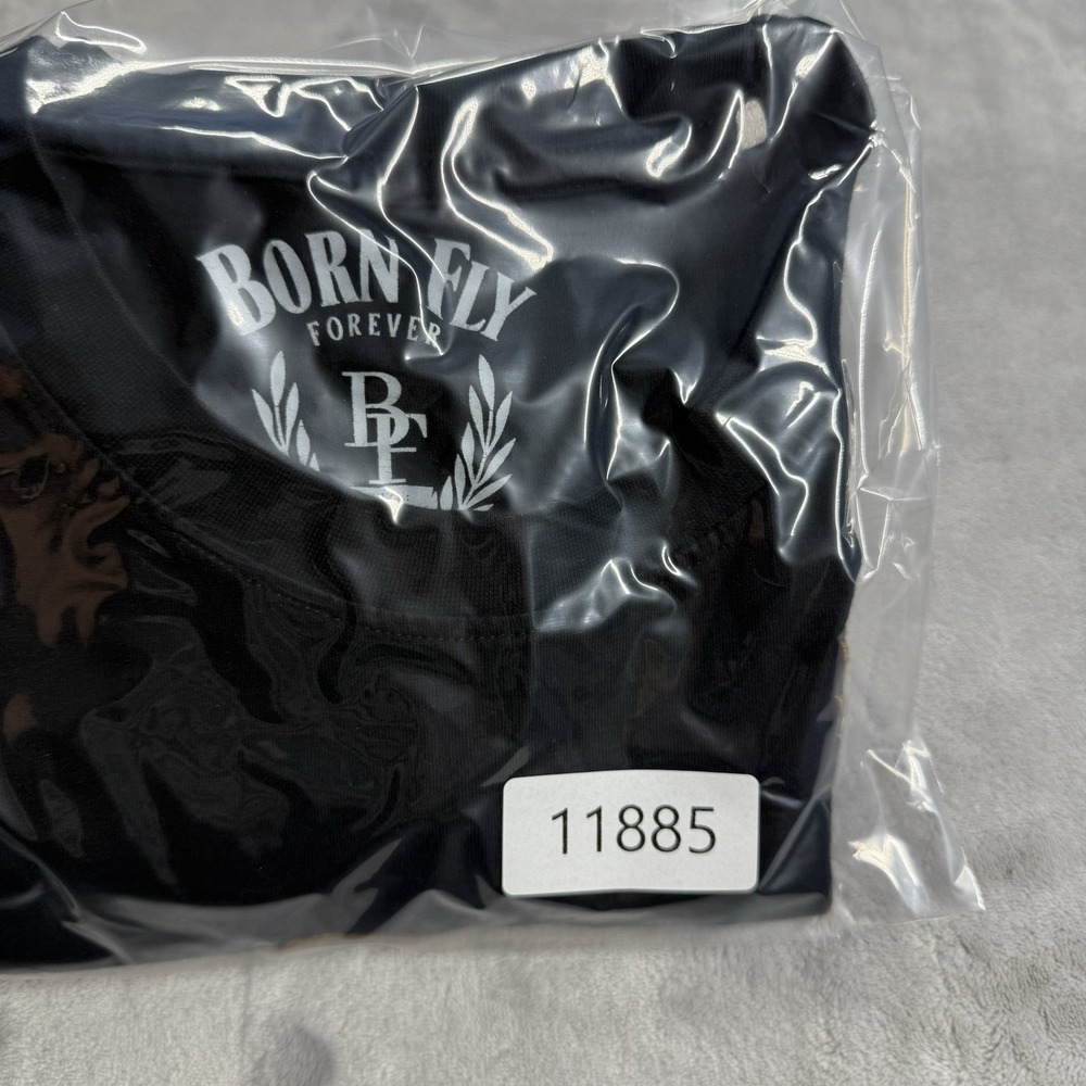 Born Fly Medium T-Shirt Mens Black Gold Embroidered Anytown USA Streetwear Tee - Picture 7 of 7